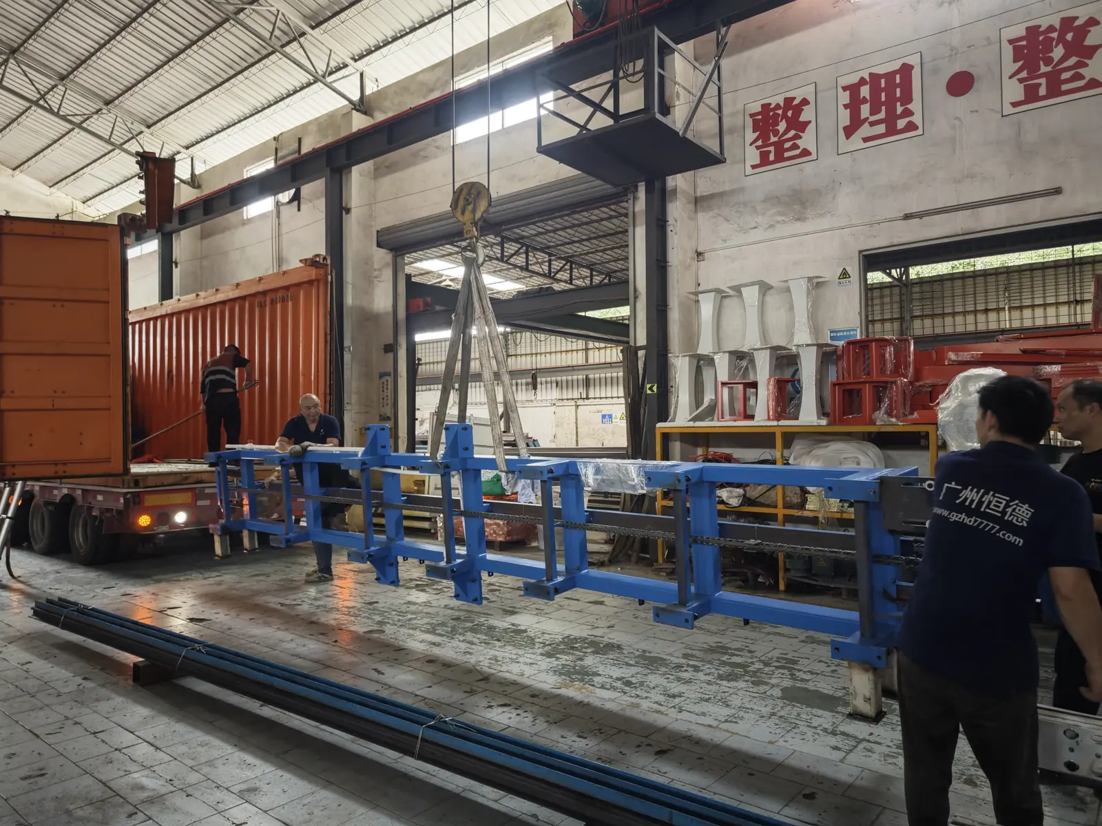 Equipment prepared for the documented Ghana wall-panel line shipment
