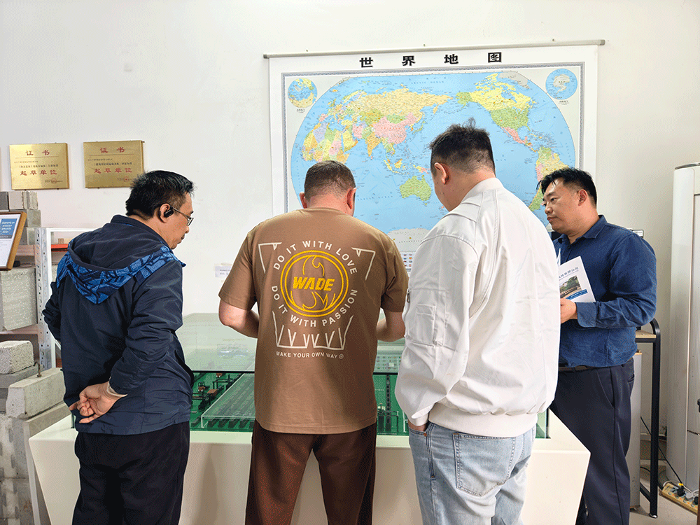 HENGDE project team reviewing HENGDE clc / foamed concrete block production equipment — factory visit image 2