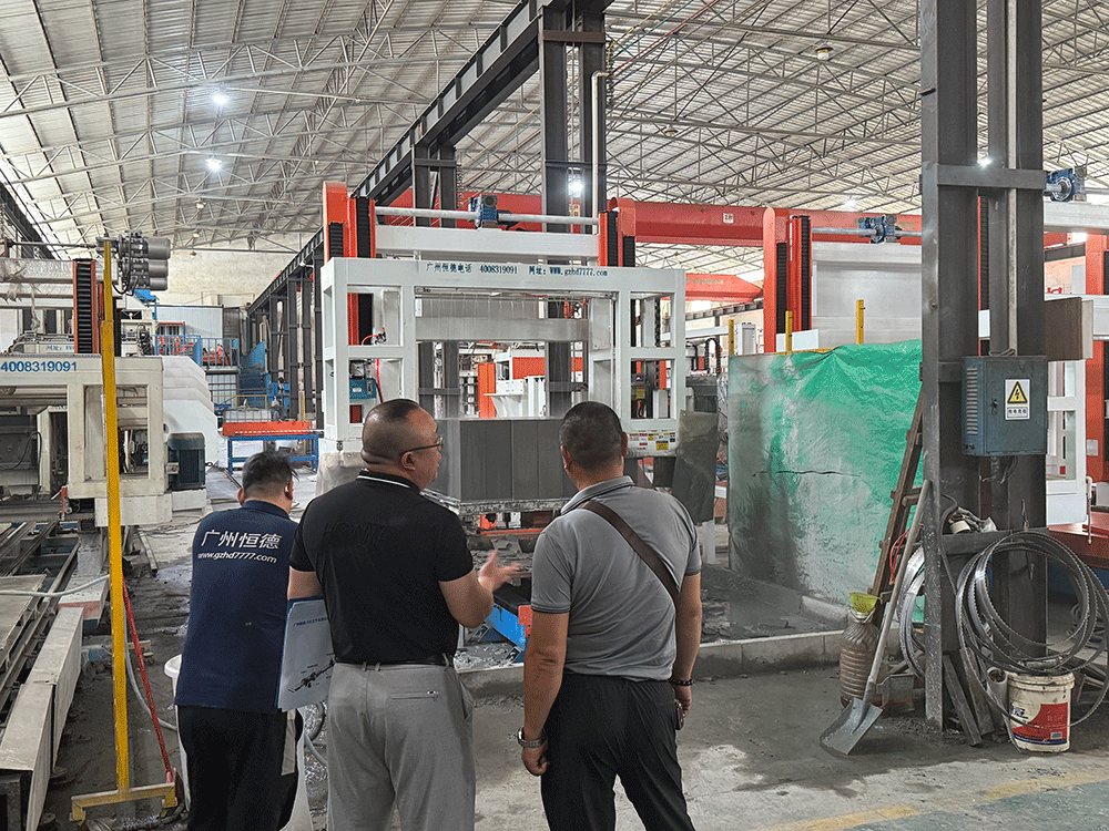 Africa project team reviewing HENGDE lightweight wall-material equipment production equipment
