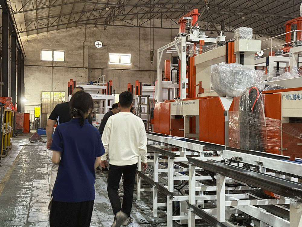 Rwanda project team reviewing HENGDE lightweight wall-material equipment production equipment
