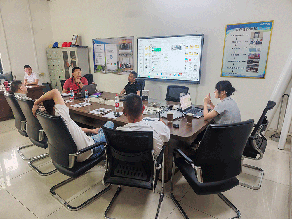 Ethiopia project team reviewing HENGDE lightweight block production equipment