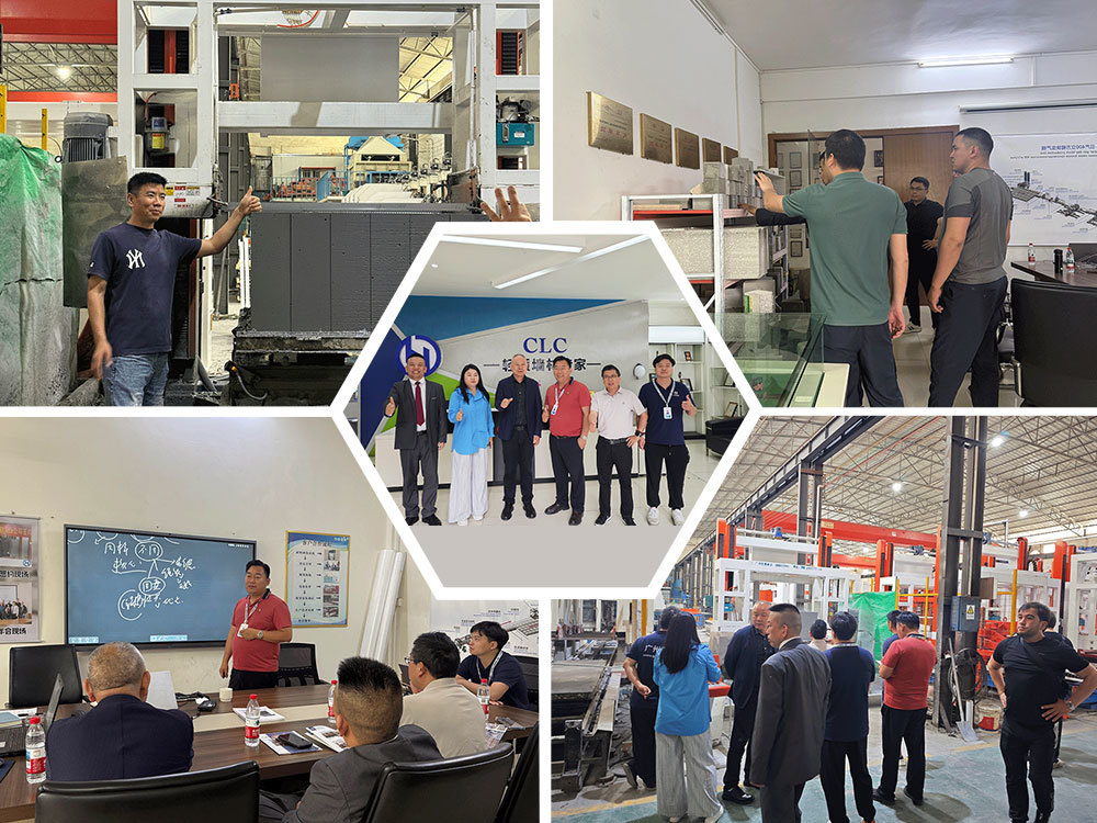 HENGDE project team reviewing HENGDE lightweight wall panel production equipment
