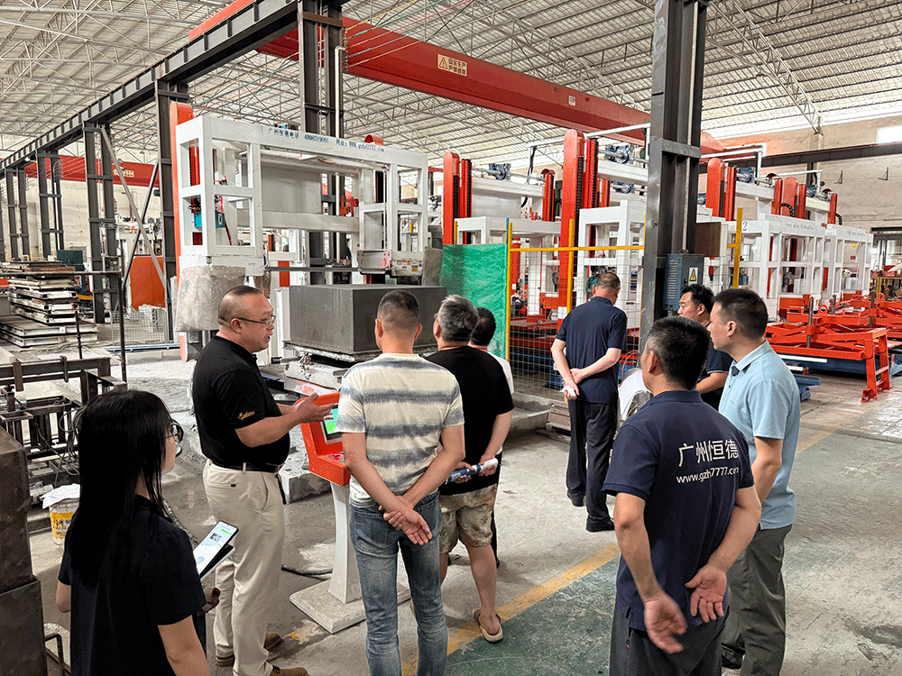Africa project team reviewing HENGDE lightweight block production equipment