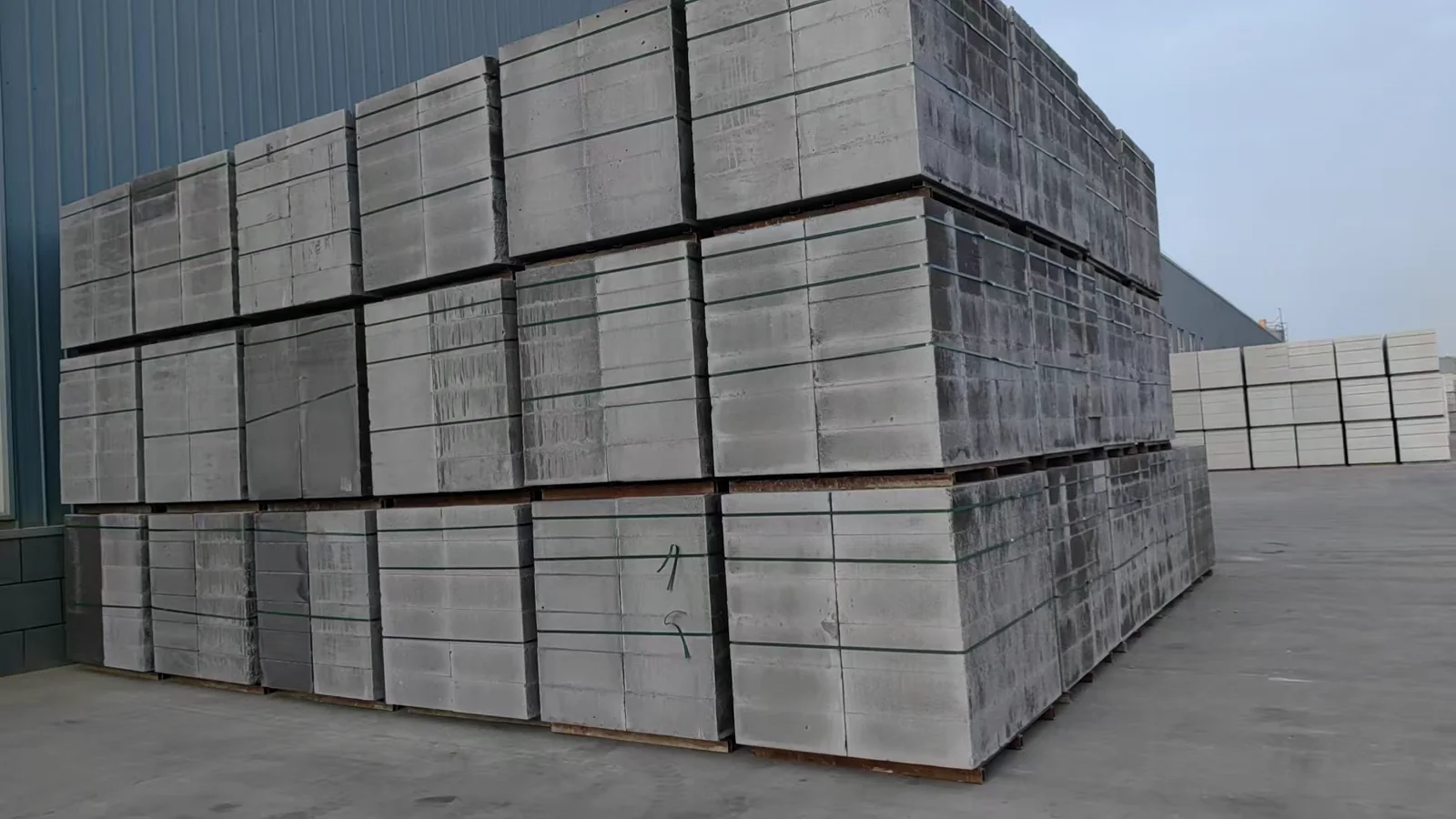 Finished self-insulating blocks documented for the Aksu retrofit project