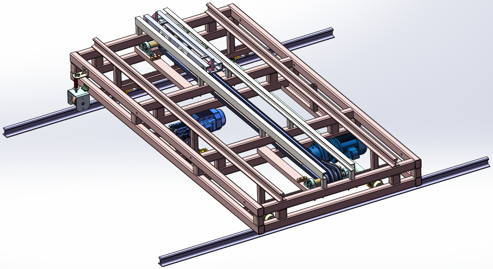 Transfer car for mould and block movement in lightweight material production line