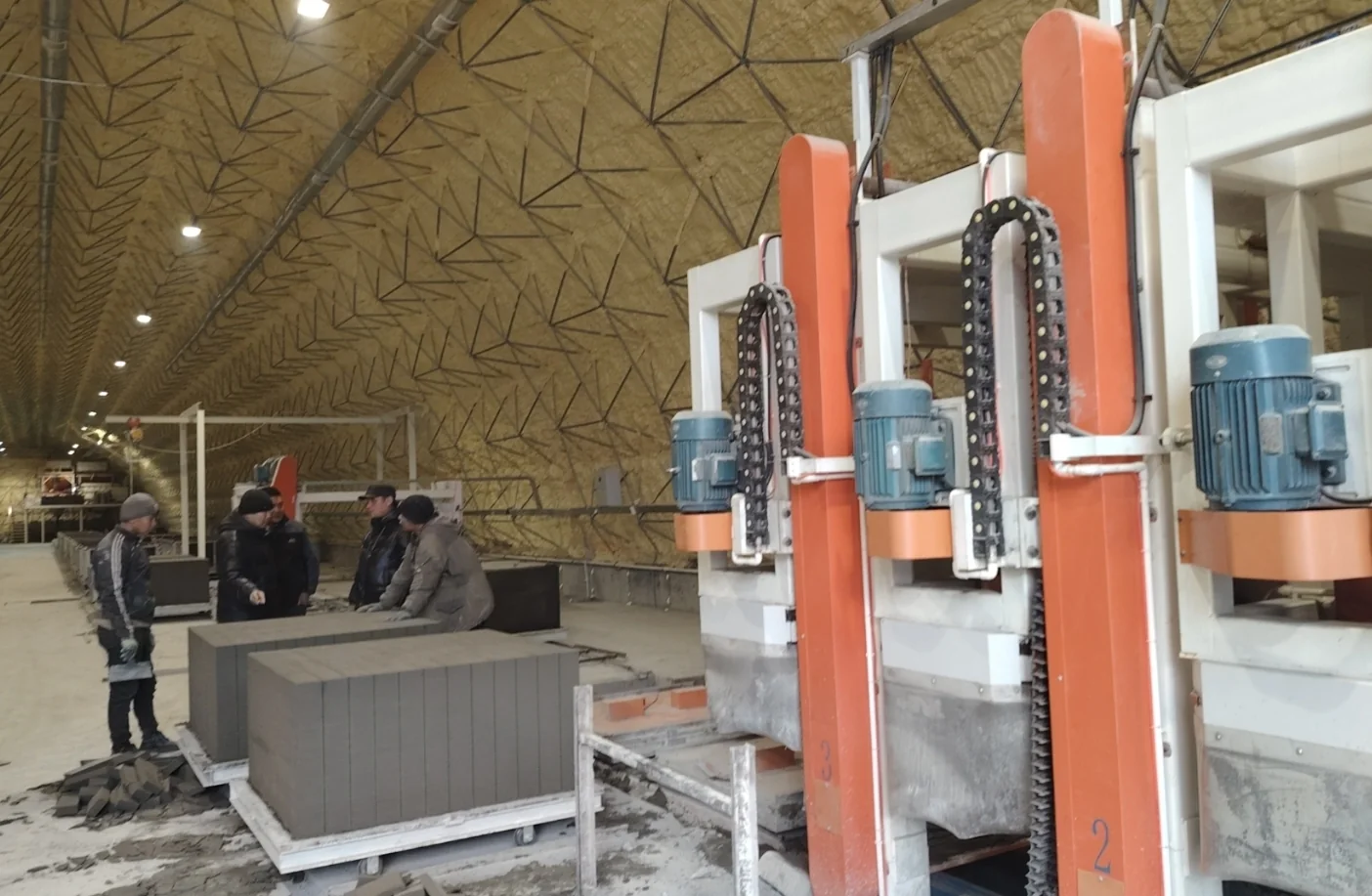 Lightweight block cutting line at the Bishkek project site