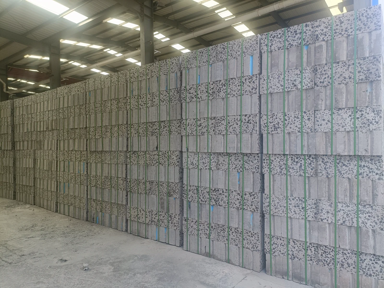 Packaged finished ceramsite blocks at the Shaoxing project site