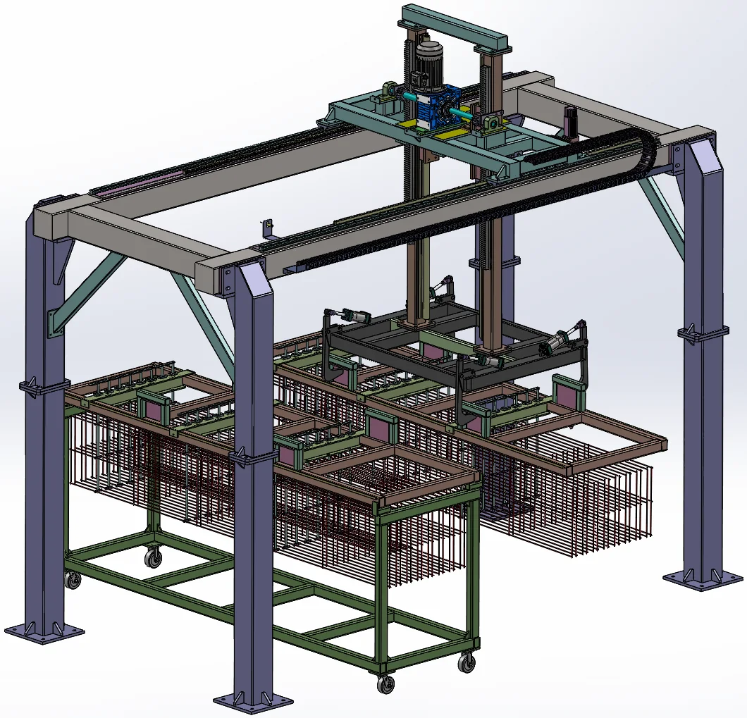 HENGDE reinforcement rod insertion/removal machine for lightweight block and wall-panel production