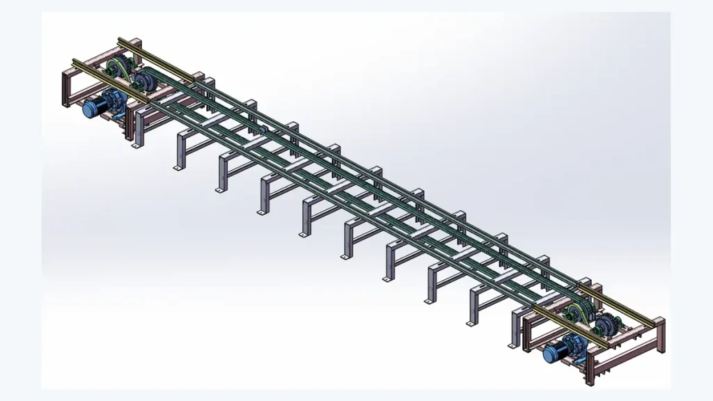 Engineering drawing of a Hengde mould return and production transfer line