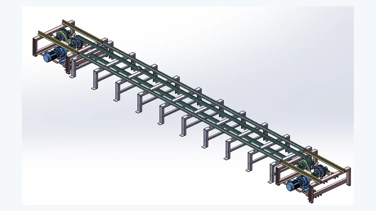 Engineering drawing of a Hengde mould return and production transfer line