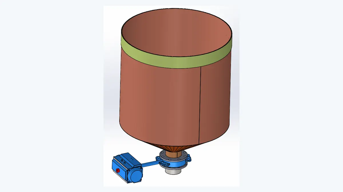 Hengde engineering drawing of a water metering vessel and discharge control