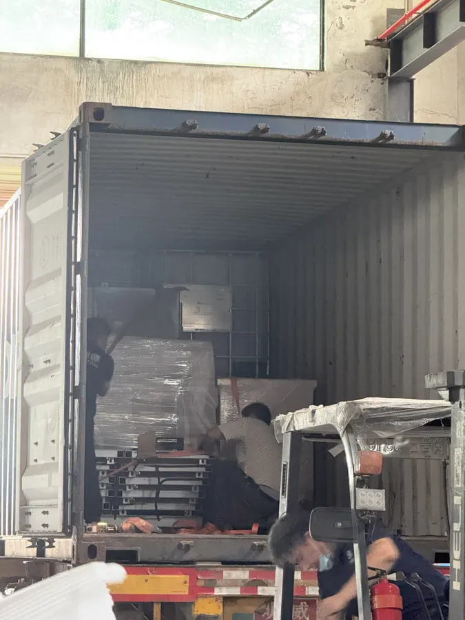 Equipment being loaded into a container for the Philippines customer
