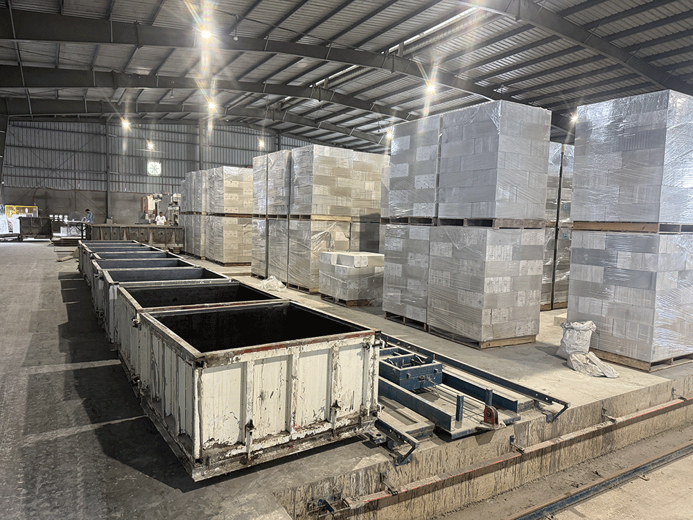 Philippine customer on site at the block production factory